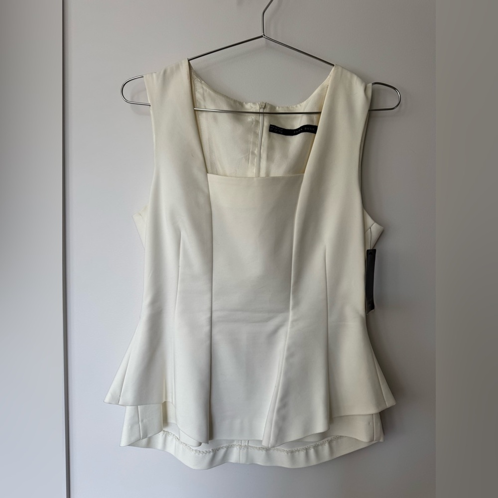 Zara White Sleeveless Top
